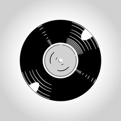 Vinyl gramophone record retro cartoon style. Vector illustration