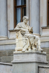 Greek, Roman historians on Austrian Parliament. Vienna, Austria.