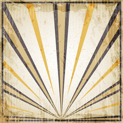 Halloween vintage art deco background - black and orange rays, old paper.