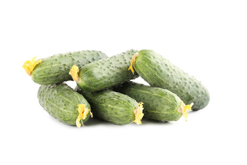 Fresh cucumbers isolated on a white background