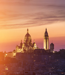 Basilique of Sacre coeur at night, Paris, France