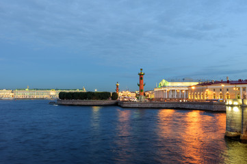View on the Spit of Vasilyevsky island in the evening evening, St Petersburg , Russia