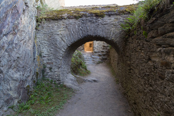 Fototapeta na wymiar Ancient fortress. Interior courtyard. Castle in Rhine Valley. Ge