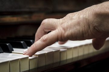 Fototapeta premium Manos de mujer tocando el piano. Reproducción de música por un pianista. Manos en el piano.