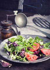 Beet and cheese salad on plate