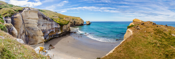 Panorama of the Tunnel beach from the coast rock