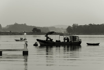 Pescadores en Isla de la Toja (O Grove, Pontevedra - España).