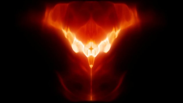 A 15 second loop of a symmetrical warped plasma flame.