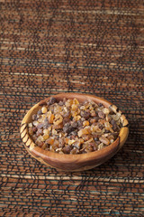 Myrrh is an aromatic resin, used for religious rites, incense and perfumes.