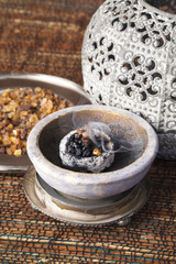 Fototapeta na wymiar Myrrh is an aromatic resin, used for religious rites, incense and perfumes.