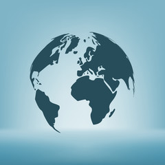 Flat paper cut style icon of globe