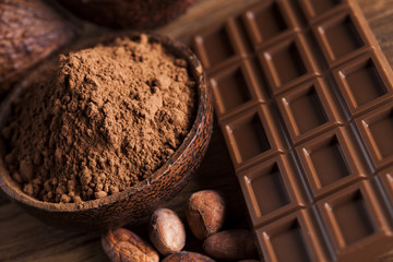 Chocolate sweet, cocoa and food dessert background