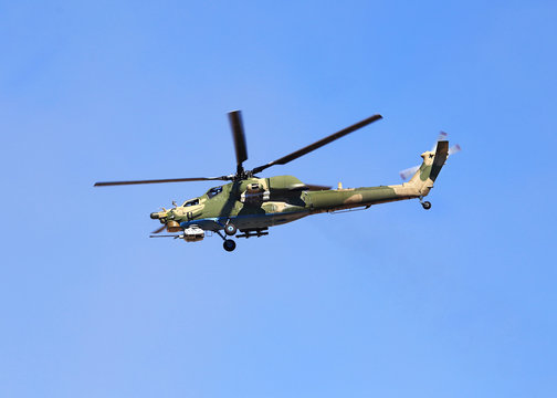 Combat helicopter in flight