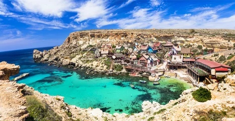 Gardinen famous Popeye village in Malta- popular touristic attraction © Freesurf