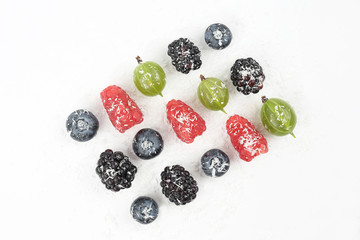 blueberries, blackberries, gooseberries and raspberries sprinkle