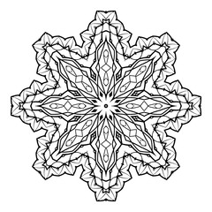 Mandala. Black and white decorative element. Picture for coloring.