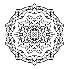 Mandala. Black and white decorative element. Picture for coloring.