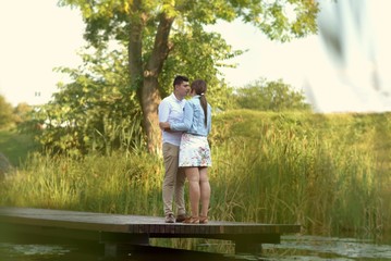 Romantic couple on pontoon