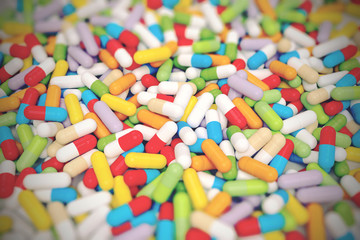 Colorful Vitamin Tablet - 3D illustration