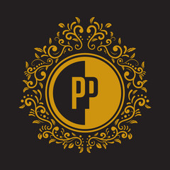 Naklejka premium INITIAL CIRCLE HALF vintage elegant luxury