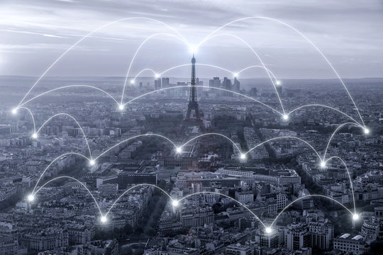 Network business connection system in Paris city in France