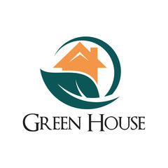 Green Leaf House Home Real Estate Logo Template