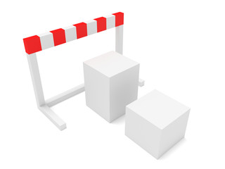 Cubes As Stairs In Front of A Hurdle, 3d illustration