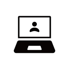 laptop with user icon in the middle vector illustration flat design