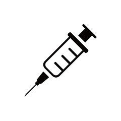 Fototapeta premium Injection syringe flat icon vector for medical apps and websites