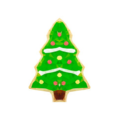 Gingerbread Christmas tree, traditional Christmas cookie, on white  background vector eps10 illustration in Low poly style