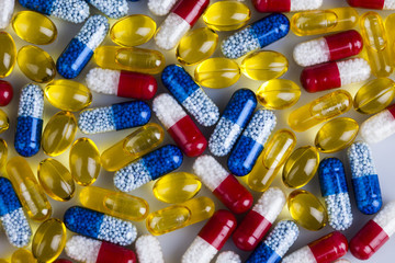 Medicine and healthy, Close up of capsules background