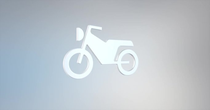 Animated Motorcycle White 3d Icon Loop Modules for edit with alpha matte
