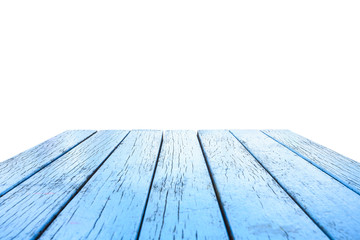 Empty top of wooden table or counter isolated on white backgroun