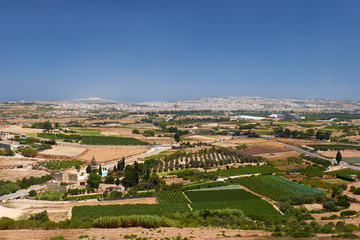 The view from the Mdina to the countryside surrounding Mdina