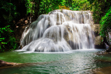 Huay Mae Khamin, Paradise Waterfall located in deep forest of Thailand.