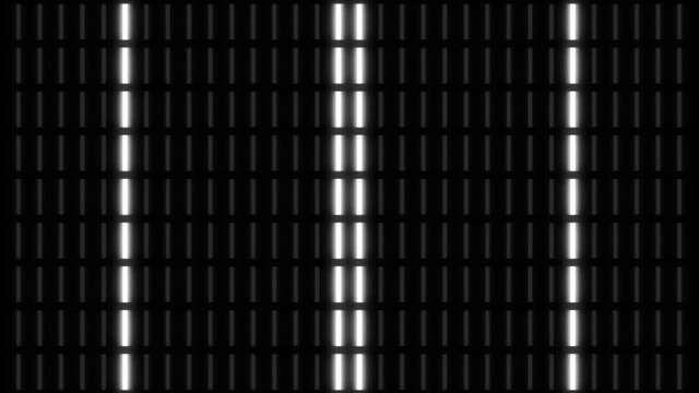 Sequenced light wall VU meter tube loop over black background.