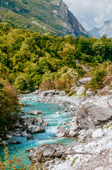 Valbona river north of Albania national park attraction flowing river cold clear water