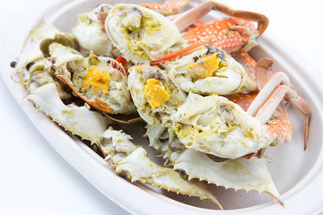 steamed crab on the plate