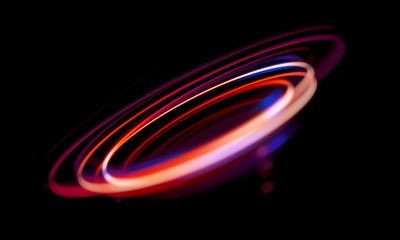 Glow swirl light effect. Circular lens flare. Abstract rotational lines. Power energy element. Space for message.