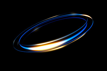 Glow swirl light effect. Circular lens flare. Abstract rotational lines. Power energy element. Space for message.