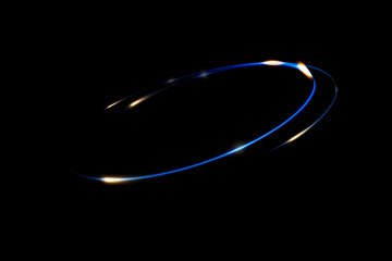 Glow swirl light effect. Circular lens flare. Abstract rotational lines. Power energy element. Space for message.