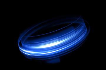 Glow swirl light effect. Circular lens flare. Abstract rotational lines. Power energy element. Space for message.