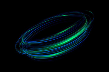 Glow swirl light effect. Circular lens flare. Abstract rotational lines. Power energy element. Space for message.