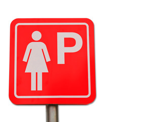 Women parking symbol on white background.