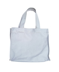 resusable gray polyester bag on white background