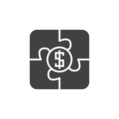 money puzzle icon vector, solid sign, pictogram isolated on white, logo illustration