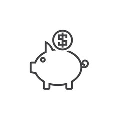 piggy bank line icon, outline vector sign, linear pictogram isolated on white, logo illustration