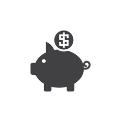 piggy bank icon vector, solid sign, pictogram isolated on white, logo illustration