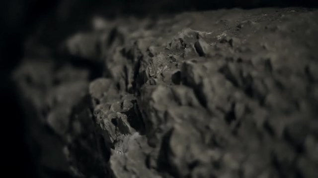 close-up stone passage in the cave