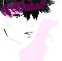 woman portrait .abstract watercolor .fashion background